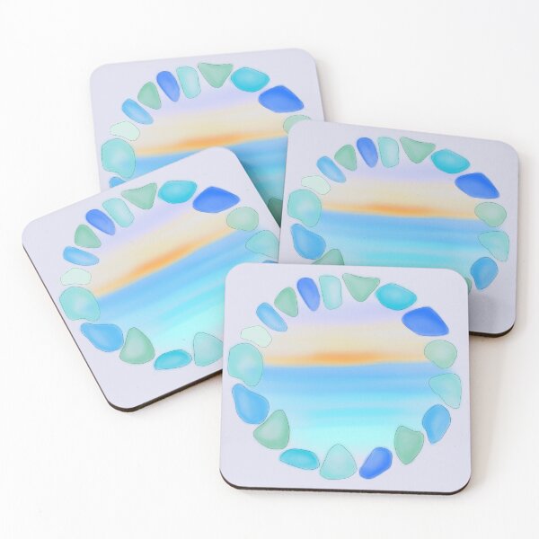 Item preview, Sea glass and Sunset Ocean Beach Glass Art Logo  designed and sold by Marinaaa010.