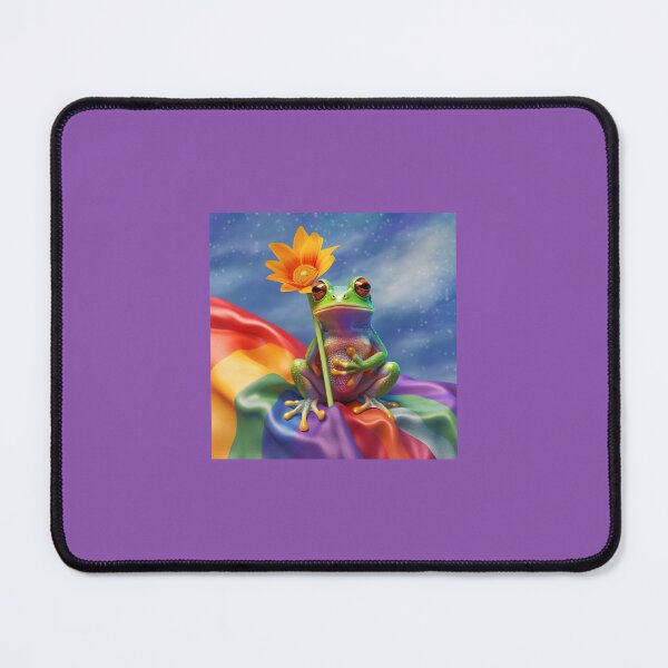 Item preview, Cute frog with colorful rainbow flag with flower designed and sold by Earth Nature Creations.