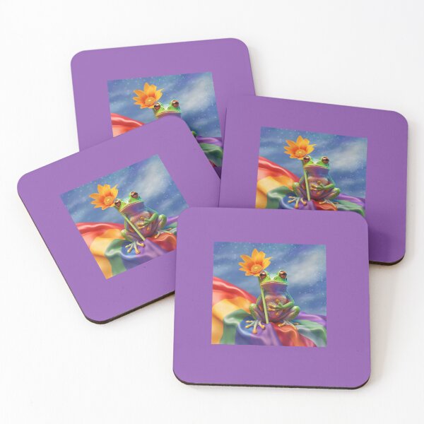 Item preview, Cute frog with colorful rainbow flag with flower designed and sold by Earth Nature Creations.