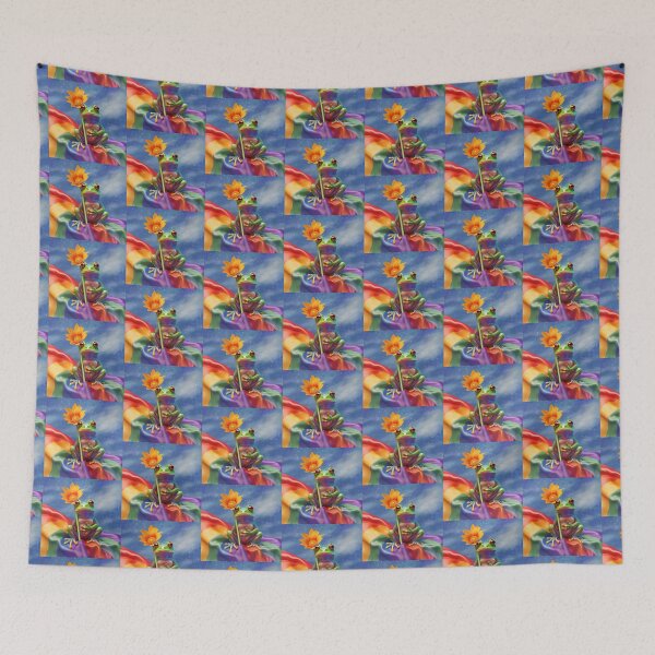 Item preview, Cute frog with colorful rainbow flag with flower designed and sold by Earth Nature Creations.