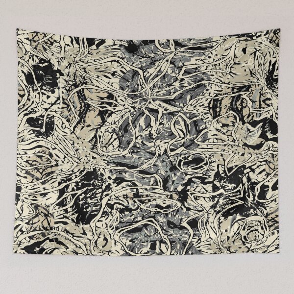Item preview, Spooky Twisted Vines in Cream Black and Grey designed and sold by Trevor Hirst.