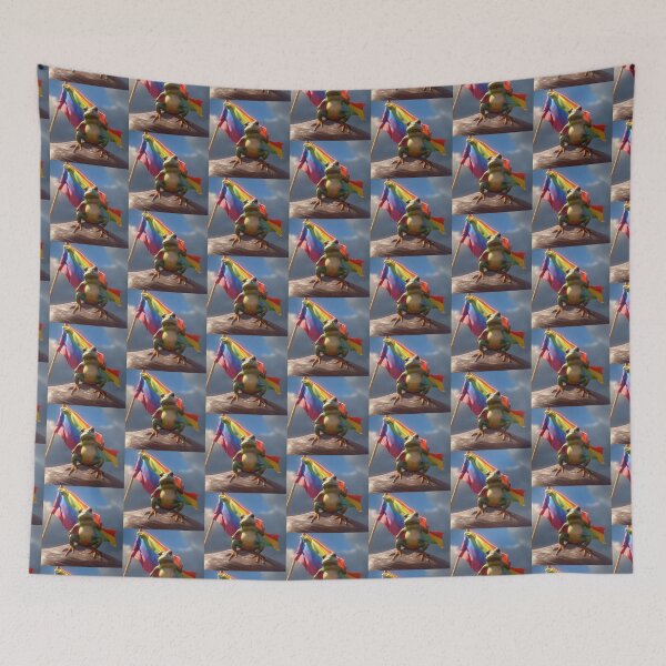 Item preview, Cute frog with colorful rainbow flag  designed and sold by Earth Nature Creations.