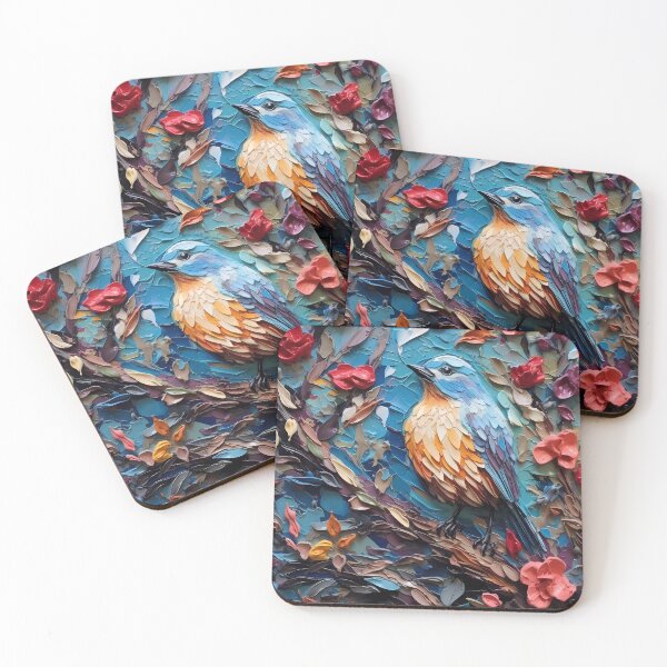Item preview, Flowers and birds artistic texture impasto brush strokes abstract decorative painting24 designed and sold by UnaWu533.