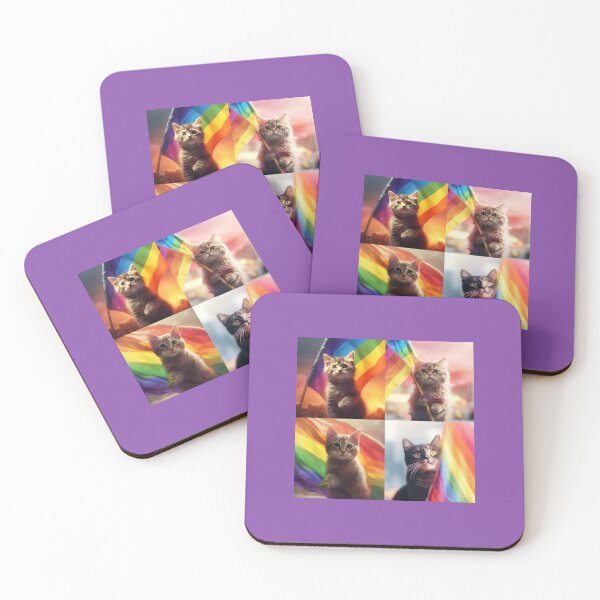 Item preview, Cute rainbow cats with colorful rainbow flags  designed and sold by Earth Nature Creations.