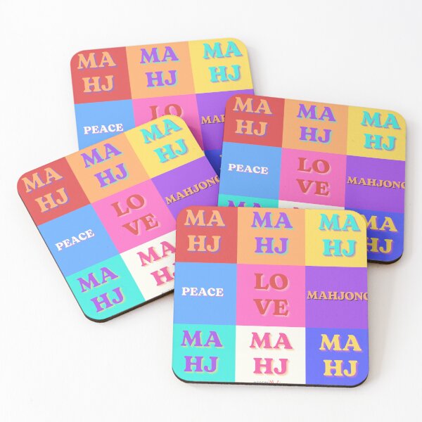 Item preview, Mahjong MAHJ Mah Jongg Peace Love Mahjong Pop Art designed and sold by ModernMahjong.
