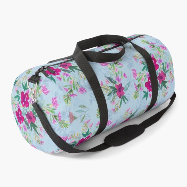 Item preview, What a wonderful botanical world - Leaves and pink flowers on light blue designed and sold by artbyruthandco.