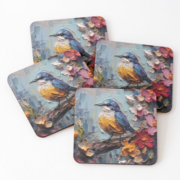 Item preview, Flowers and birds artistic texture impasto brush strokes abstract decorative painting30 designed and sold by UnaWu533.