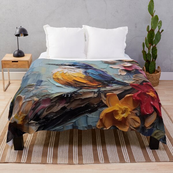 Item preview, Flowers and birds artistic texture impasto brush strokes abstract decorative painting30 designed and sold by UnaWu533.