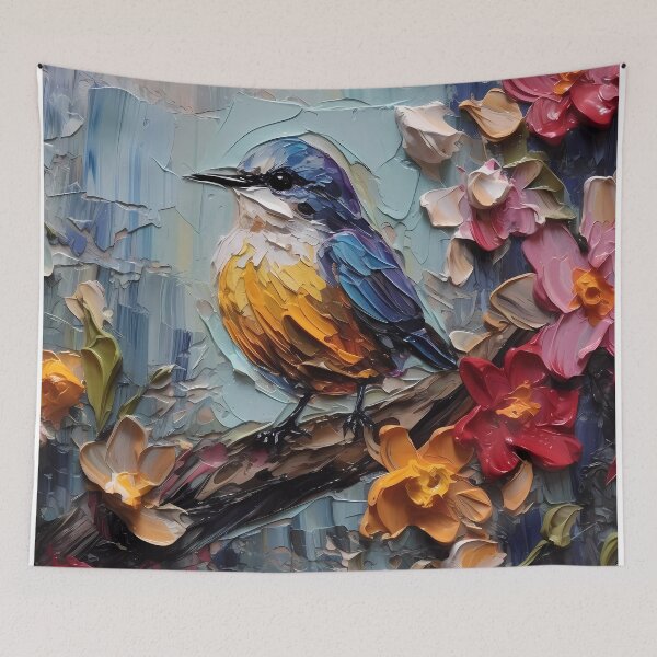 Item preview, Flowers and birds artistic texture impasto brush strokes abstract decorative painting30 designed and sold by UnaWu533.