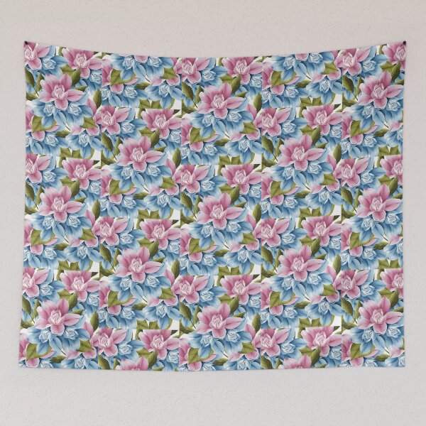 Item preview, Blue and pink flowers designed and sold by Imgr00t.