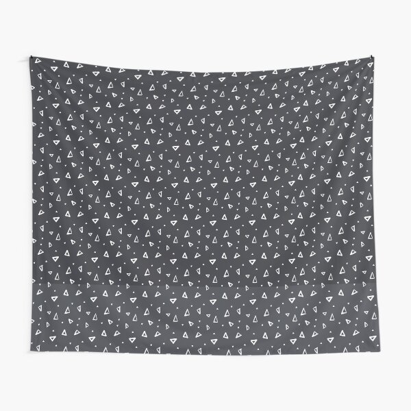 Retro Chic: Geometric White Triangles on a Black Background Tapestry