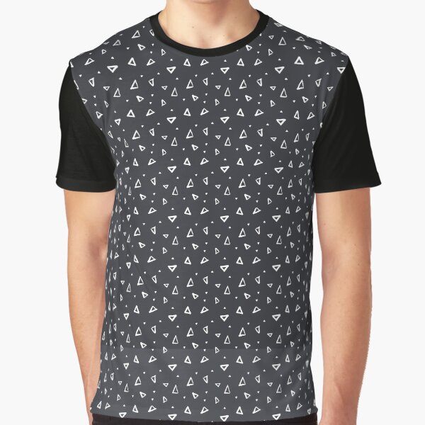 Retro Chic: Geometric White Triangles on a Black Background Graphic T-Shirt