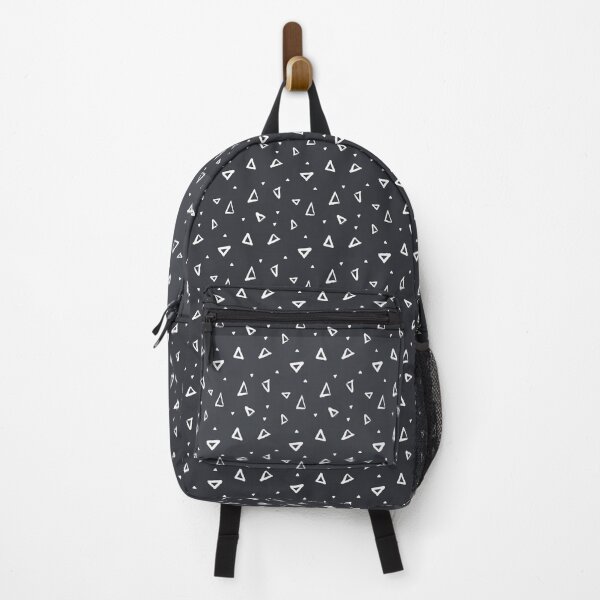 Retro Chic: Geometric White Triangles on a Black Background Backpack