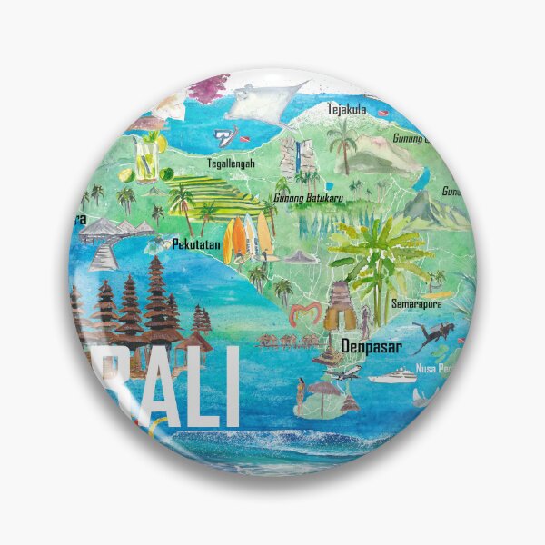 Item preview, Bali Illustrated Island Travel Map with Tourist Highlights of Indonesia designed and sold by artshop77.
