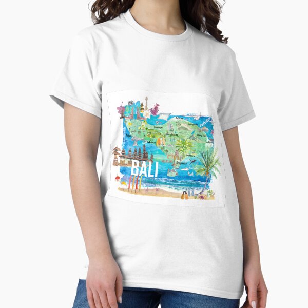 Item preview, Bali Illustrated Island Travel Map with Tourist Highlights of Indonesia designed and sold by artshop77.