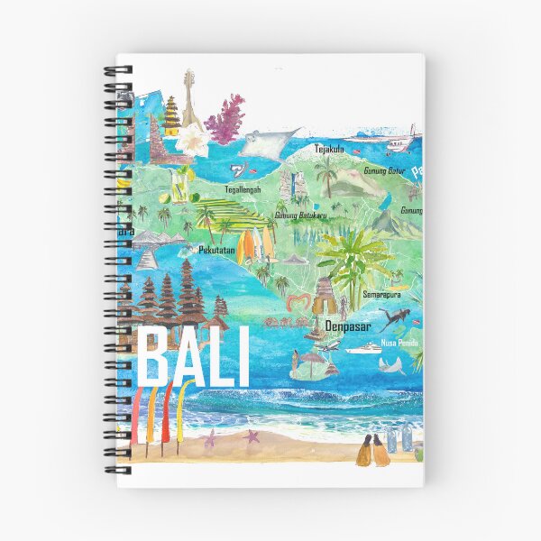 Item preview, Bali Illustrated Island Travel Map with Tourist Highlights of Indonesia designed and sold by artshop77.