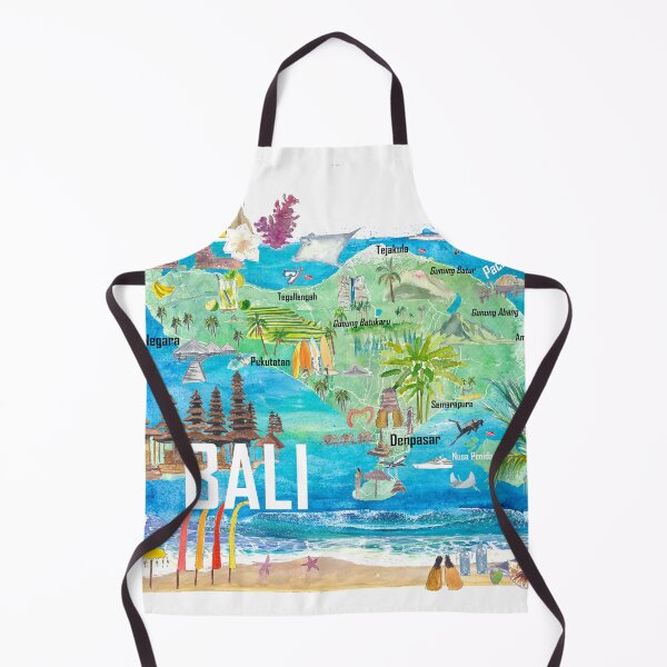 Item preview, Bali Illustrated Island Travel Map with Tourist Highlights of Indonesia designed and sold by artshop77.