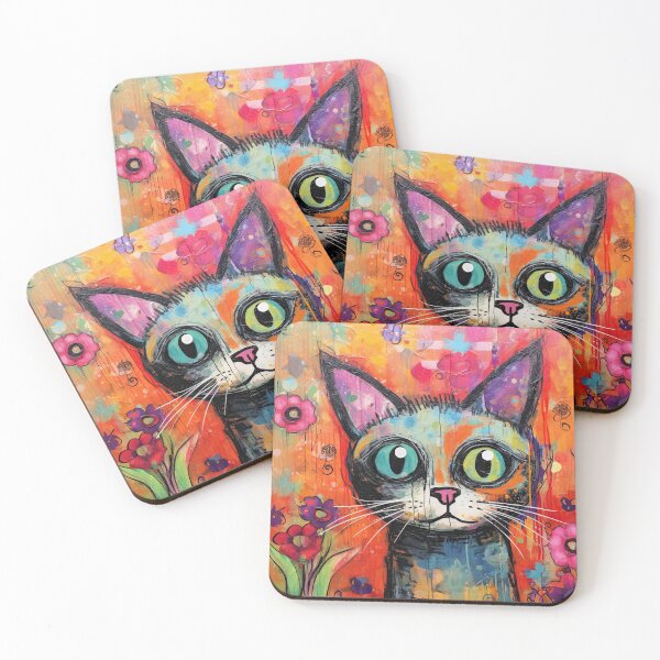 Item preview, Whimsical Cat Art - Vibrant Abstract Cat Art designed and sold by CosmiaDesigns.