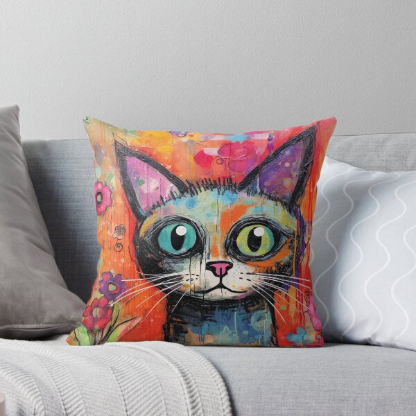 Artikelvorschau, Skurrile Katzenkunst – Lebendige abstrakte Katzenkunst entworfen und verkauft von CosmiaDesigns.