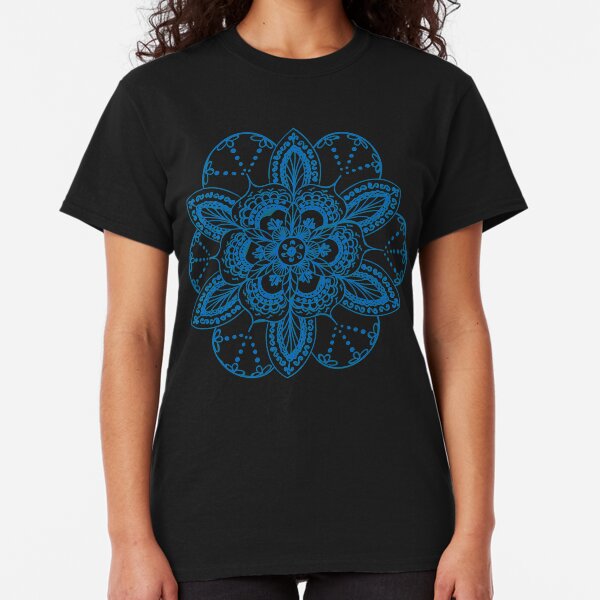 Blue mandala flower on Bondi Beach Classic T-Shirt