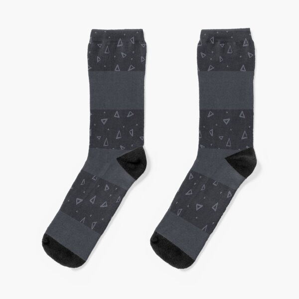 Retro Chic Stripes: Geometric Triangles On Dark Gray Striped Background Socks