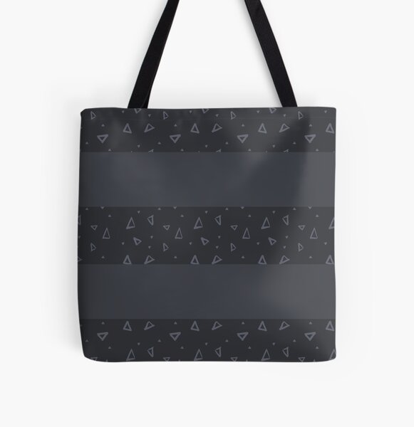 Retro Chic Stripes: Geometric Triangles On Dark Gray Striped Background All Over Print Tote Bag