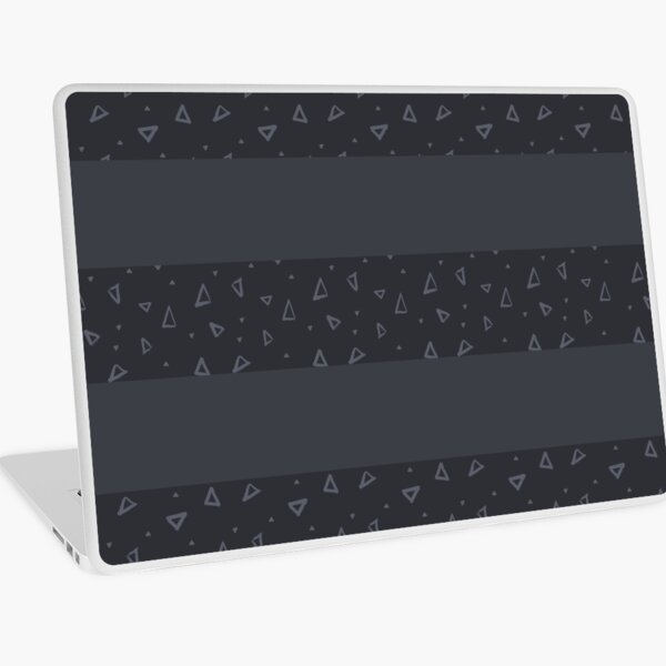 Retro Chic Stripes: Geometric Triangles On Dark Gray Striped Background Laptop Skin
