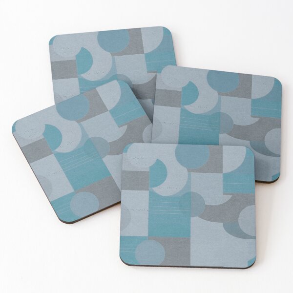 Item preview, Mid-century Modern Minimalist Geometric Design in Blues on Paper Texture designed and sold by Monochrome-Dog.