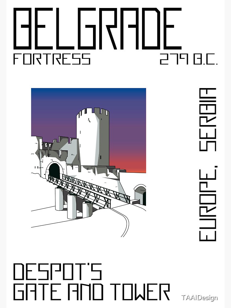 Thumbnail 3 of 3, Sticker, Kalemegdan Castle in Sunset designed and sold by TAAIDesign.