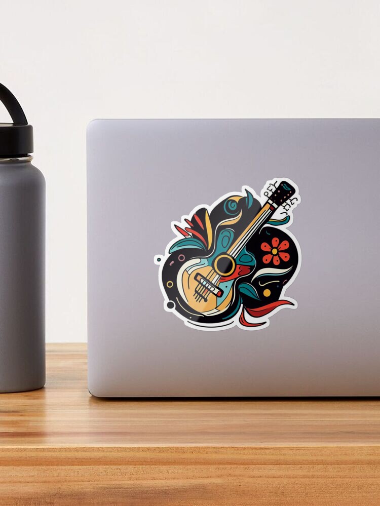 Stickers Flowers Guitar, Stickers Laptops Flowers