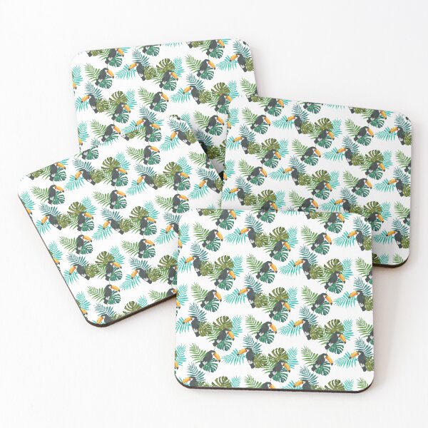 Aperçu de l'œuvre Toucan motif plantes tropicales feuilles été créée et vendue par JanooFactory.