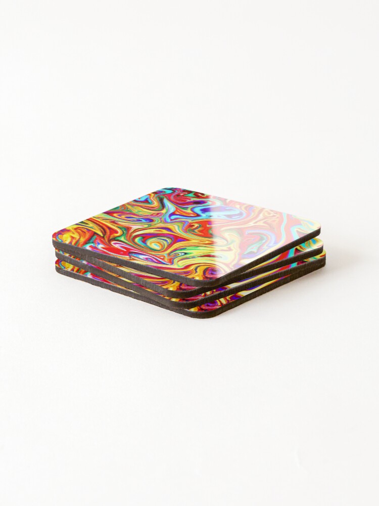 Thumbnail 4 of 5, Coasters (Set of 4), Vibrant Colorful Pattern Collection designed and sold by Unique-Design-4.