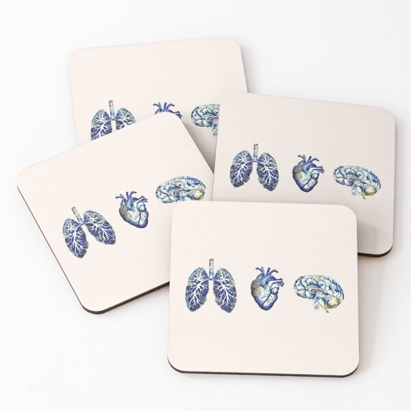 Item preview, Lung, Brain, Heart, set of human organ, blue, anatomy, biology designed and sold by Collagedream.