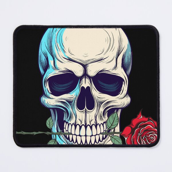 Item preview, Skull holding rose in mouth designed and sold by mixzer.