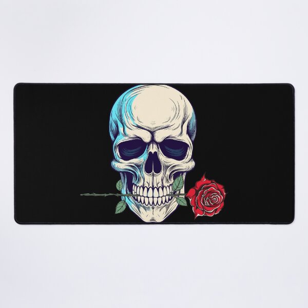 Item preview, Skull holding rose in mouth designed and sold by mixzer.