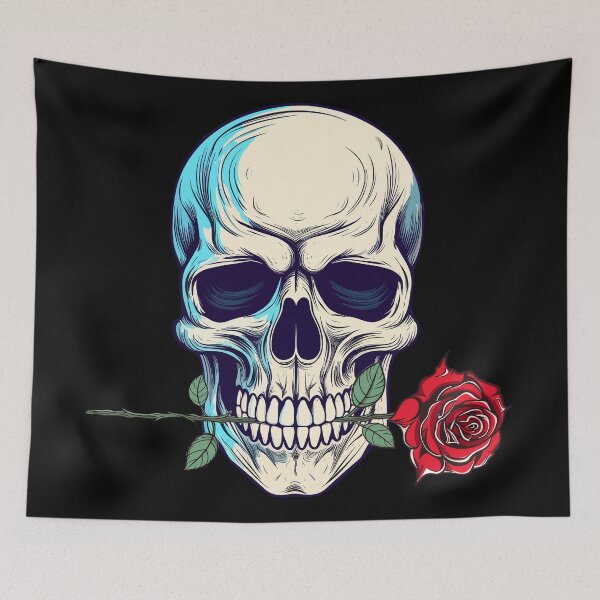 Item preview, Skull holding rose in mouth designed and sold by mixzer.