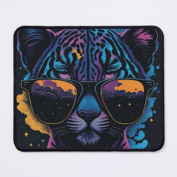 Item preview, Cool Leopard in Sunglasses: Minimalistic Vector Design with Colorful Galaxy Cloud and Moon designed and sold by fi-generations.