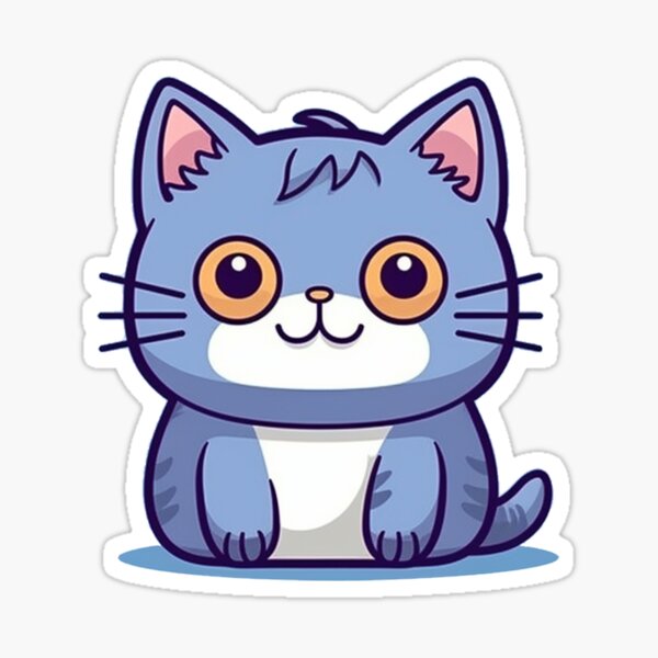 kawaii chibi blue kitty with an adorable face Sticker