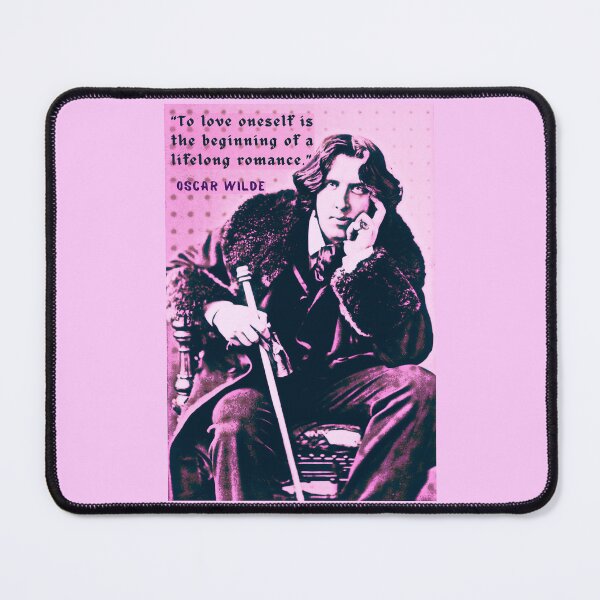 Item preview, Oscar Wilde portrait and quote: To love oneself is the beginning of a lifelong romance. designed and sold by artbleed.