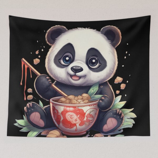 Item preview, Kawaii panda bear eating designed and sold by DigitalPixelize.