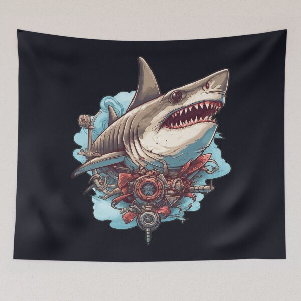 Item preview, Futuristic Steampunk Ai Cyborg- Shark Robot designed and sold by NapNapSleeper.