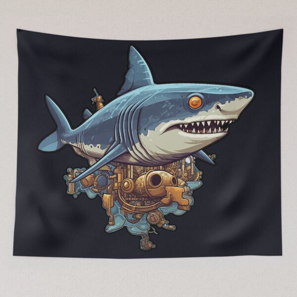 Item preview, Futuristic Steampunk Ai Cyborg- Shark Robot designed and sold by NapNapSleeper.