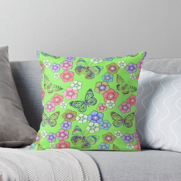 Item preview, Butterfly and Flower pattern Green  designed and sold by Pear Tree Studio.