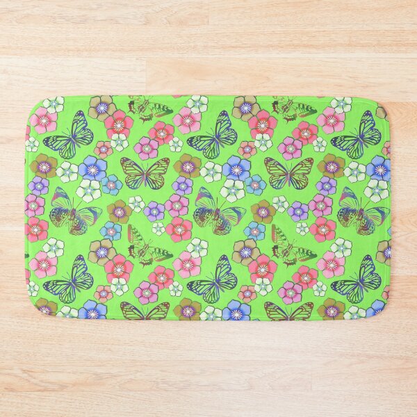 Item preview, Butterfly and Flower pattern Green  designed and sold by Pear Tree Studio.