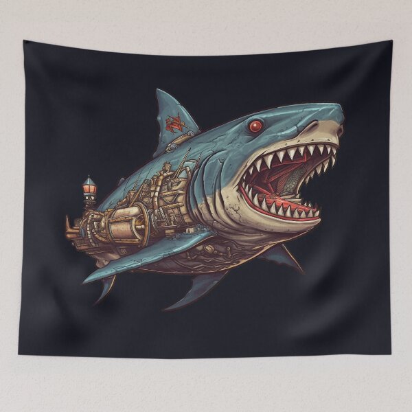 Item preview, Futuristic Steampunk Ai Cyborg- Shark Robot designed and sold by NapNapSleeper.