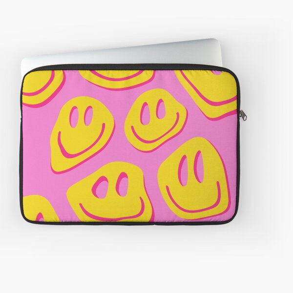 Pink & Red Warped Happy Face Laptop Case, 16 Laptop Case