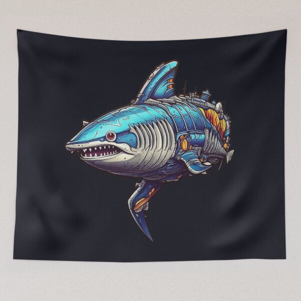 Item preview, Futuristic Steampunk Ai Cyborg- Shark Robot designed and sold by NapNapSleeper.