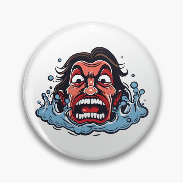 Item preview, The Drowning Man Cartoon Face - A Symbol of Vulnerability and Resilience designed and sold by TheBlackPixelCo.
