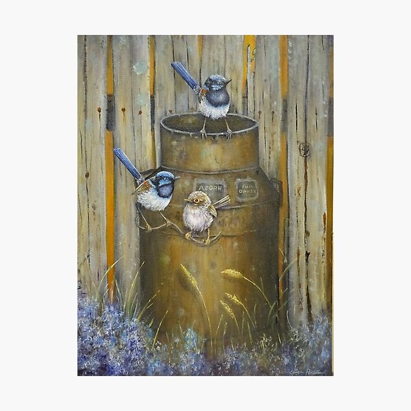 Item preview, Wrens on the old milk can designed and sold by opointonartist.