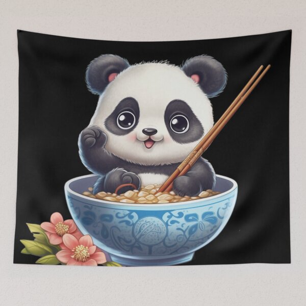 Item preview, Kawaii baby panda bear eating designed and sold by DigitalPixelize.